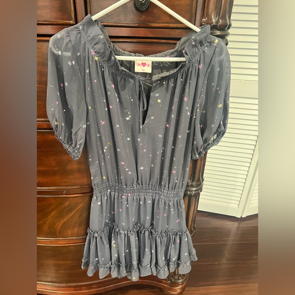 Buddy Love Gray Dress with Star Patterns